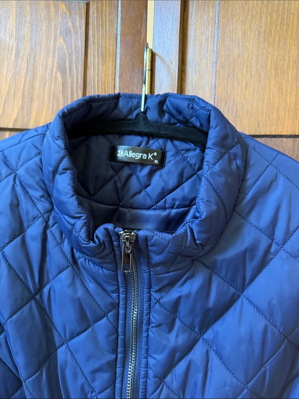Allegra K Quilted Puffer Jacket in Navy